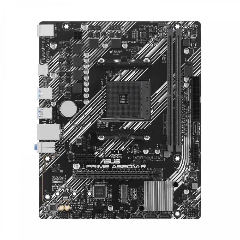 ASUS PRIME A520M-R (Socket AM4, mATX, 2xDDR4(64GB), HDMI 2.1, 1xPCIe 3.0x16/1xPCIe 3.0, 1xLAN, 4xSATA 6Gb/s, 1xM.2, 4xUSB 3.2, 2xUSB 2.0, 2xPS/2)
