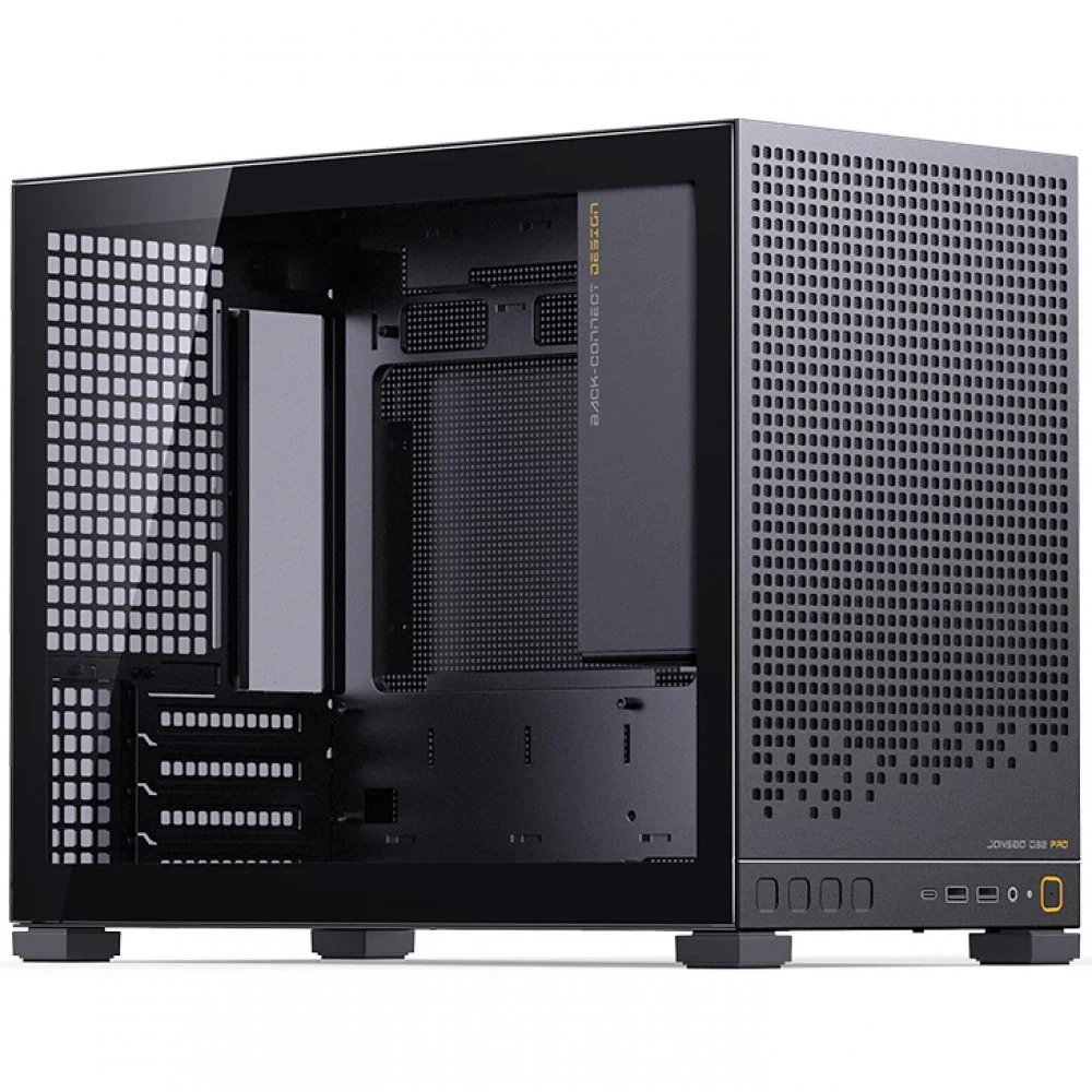 Компьютерный корпус, Jonsbo, D32 PRO Black, D32 PRO Black, Micro-ATX / Mini-ITX, 2*3.5"/4*2.5", Высота кулера до 164 мм, Длина VGA до 365 мм, 384х207х314 мм, Без Б/П, Черный