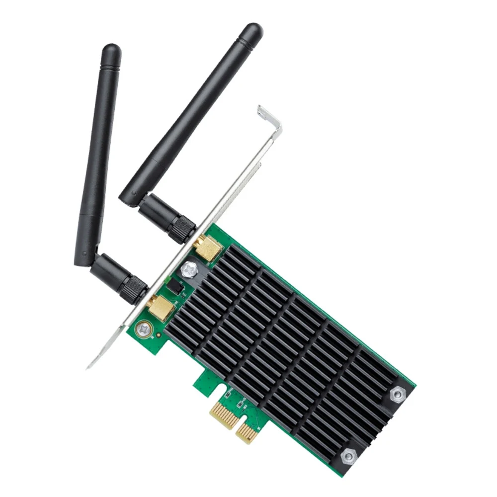 Сетевой адаптер беспроводной PCIe AC1200 Tp-Link Archer T4E &lt 867Mbps на 5Ghz, 300Mbps на 2.4Ghz, 802.11ac/a/b/g/n, 2 съёмные двухдиапазонные всенаправленные антенны, низкопрофильная планка в комп