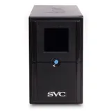 ИБП, SVC, V-600-L-LCD (600ВА / 360Вт), Диапазон работы AVR: 165-275В, AVR в режиме Booster: 138-292В, Бат.: 12В/7.5 Ач*1шт., 3 вых.: 2 Shuko CEE7+1 IEC C13 (Bypass), Чёрный Устройство, позволяющее п
