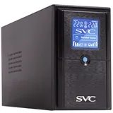 ИБП, SVC, V-600-L-LCD (600ВА / 360Вт), Диапазон работы AVR: 165-275В, AVR в режиме Booster: 138-292В, Бат.: 12В/7.5 Ач*1шт., 3 вых.: 2 Shuko CEE7+1 IEC C13 (Bypass), Чёрный Устройство, позволяющее п