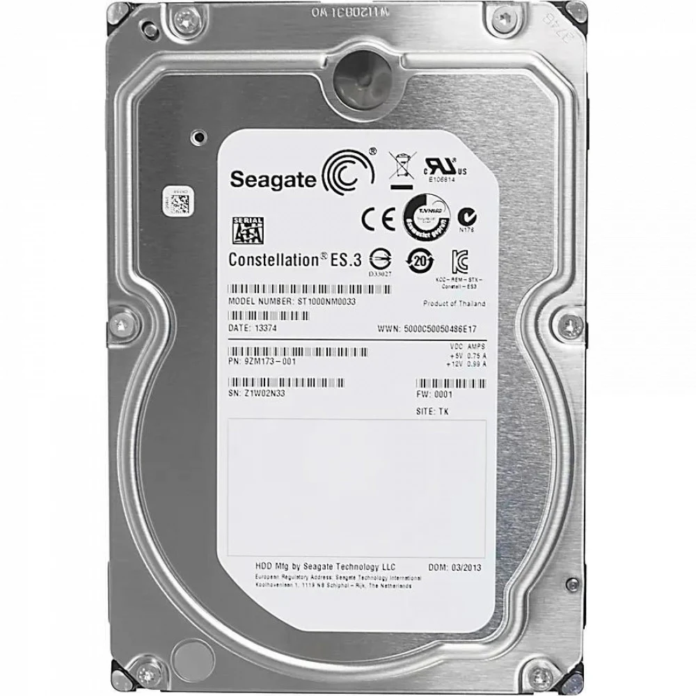 Корпоративный жесткий диск 1TB Seagate Constellation ES.3 ST1000NM0033 SATA 6Gb/s 3.5" 7200rpm 128Mb. Надежная серия с высокой производительностью. Защита от ротационной вибрации, время работы на от