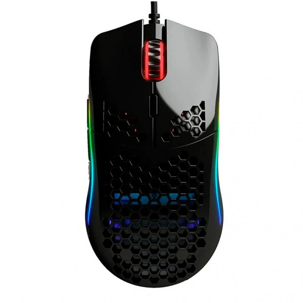 Компьютерная мышь, Glorious, Model O, GO-GBLACK, Игровая, Оптическая, Проводная, Pixart PMW-3360 Sensor, 12000 DPI, 250+ IPS, 50G, 1000 Hz, RGB, 6 кнопок, Длина провода 2м, Глянцевый черный