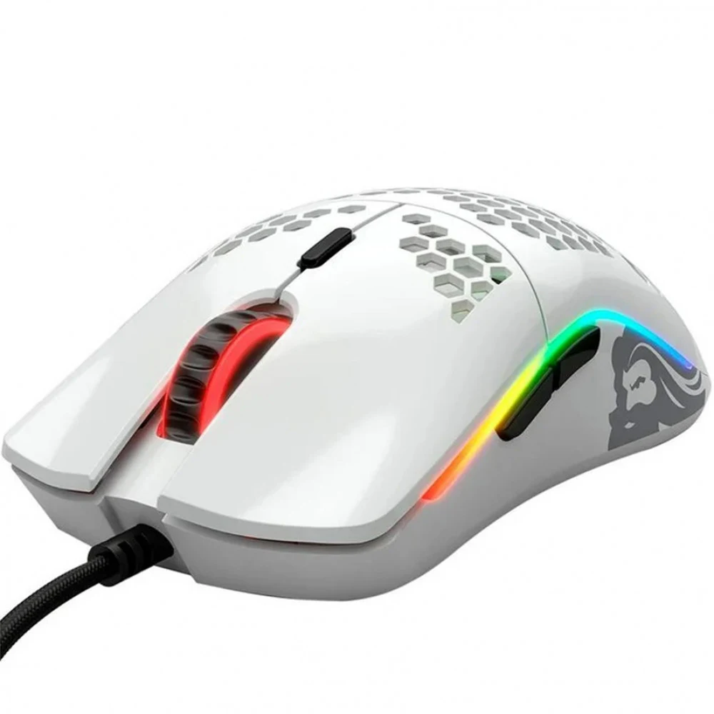 Компьютерная мышь, Glorious, Model O, GO-GWHITE, Игровая, Оптическая, Проводная, Pixart PMW-3360 Sensor, 12000 DPI, 250+ IPS, 50G, 1000 Hz, RGB, 6 кнопок, Длина провода 2м, Глянцевый белый