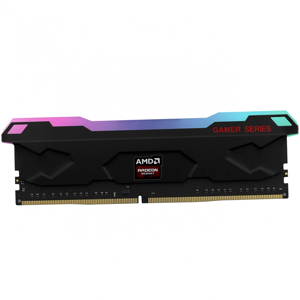 Оперативная память с радиатором и RGB подсветкой 16GB DDR4 3200MHz PC4-25600Mhz AMD Radeon R9 Gamers Series Black Gaming Memory CL16 1.35V Non-ECC Heat Shield RTL R9S416G3206U2S-RGB