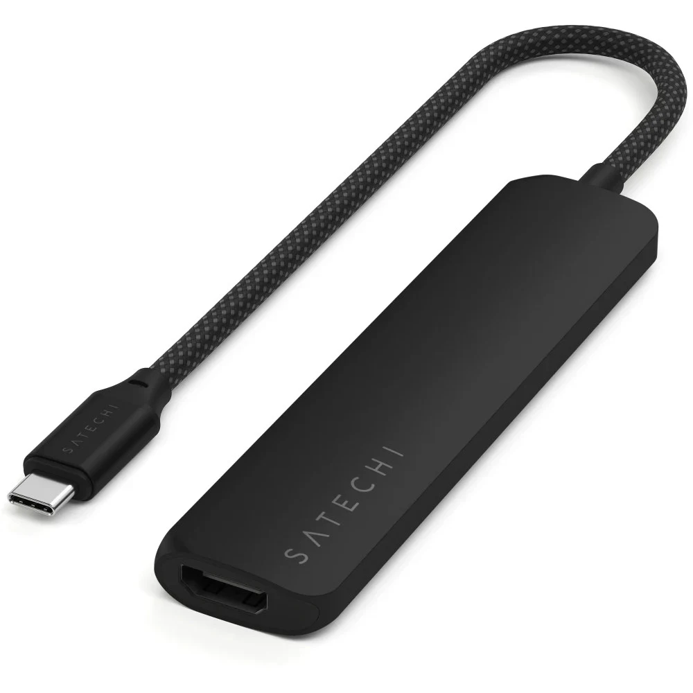 Адаптер Satechi 6-in-1 1xUSB-C PD&1x1 USB-A 10Gbps&USB-A 480Mbps&HDMI 4K @ 60Hz&Micro/SD Card Slim Multiport Adapter. Цвет: черный