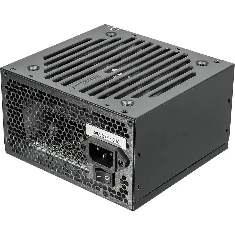 Блок питания, Aerocool, VX PLUS 600, 600W, ATX, (230V None-PFC), 20+4 pin, 4+4pin, 4*Sata, 3*Molex, 1*FDD, 2*PCI-E 6+2 pin, Поддержка Haswell, Вентилятор 12 см, Кабель питания, Чёрный