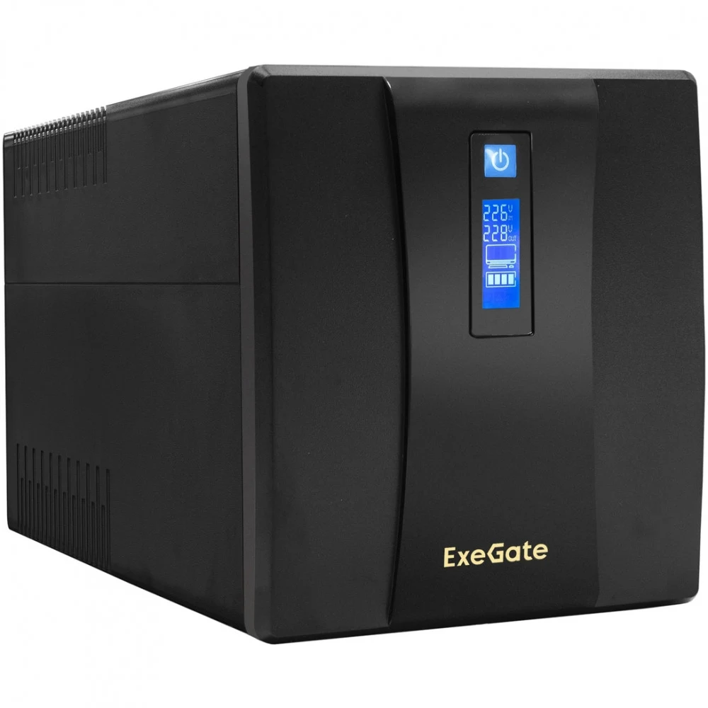 Exegate EP212520RUS ИБП Exegate Power Smart LLB-1500.LCD.AVR.4SH.USB (1500VA/950W, LCD, AVR, 4*Schuko, USB, батарея 12V 9Ah - 2 шт., Black)