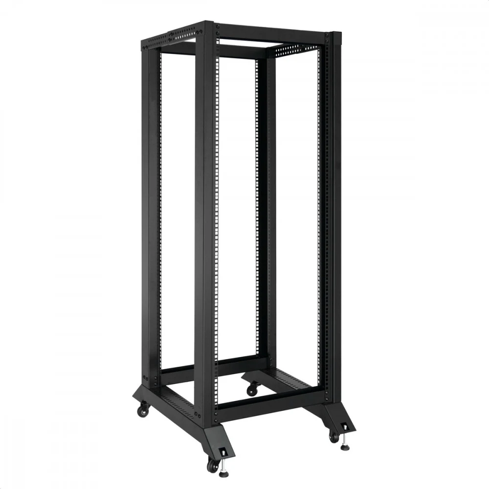 Стойка ExeGate EOR2-32U.1000.BLACK (открытая телекоммуникационная 19", 32U, двухрамная, усиленная, с роликовыми опорами, раздвижная, В1610хШ600х Г(550-790) мм, цвет черный RAL 9004)