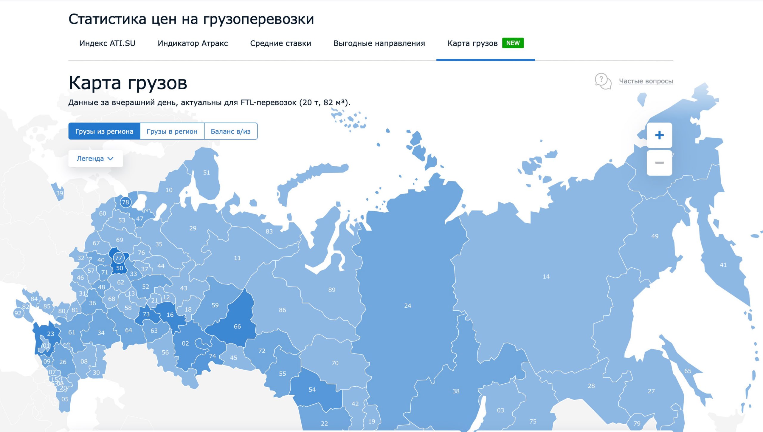 Карта грузов ATI.SU: инструмент анализа рынка FTL