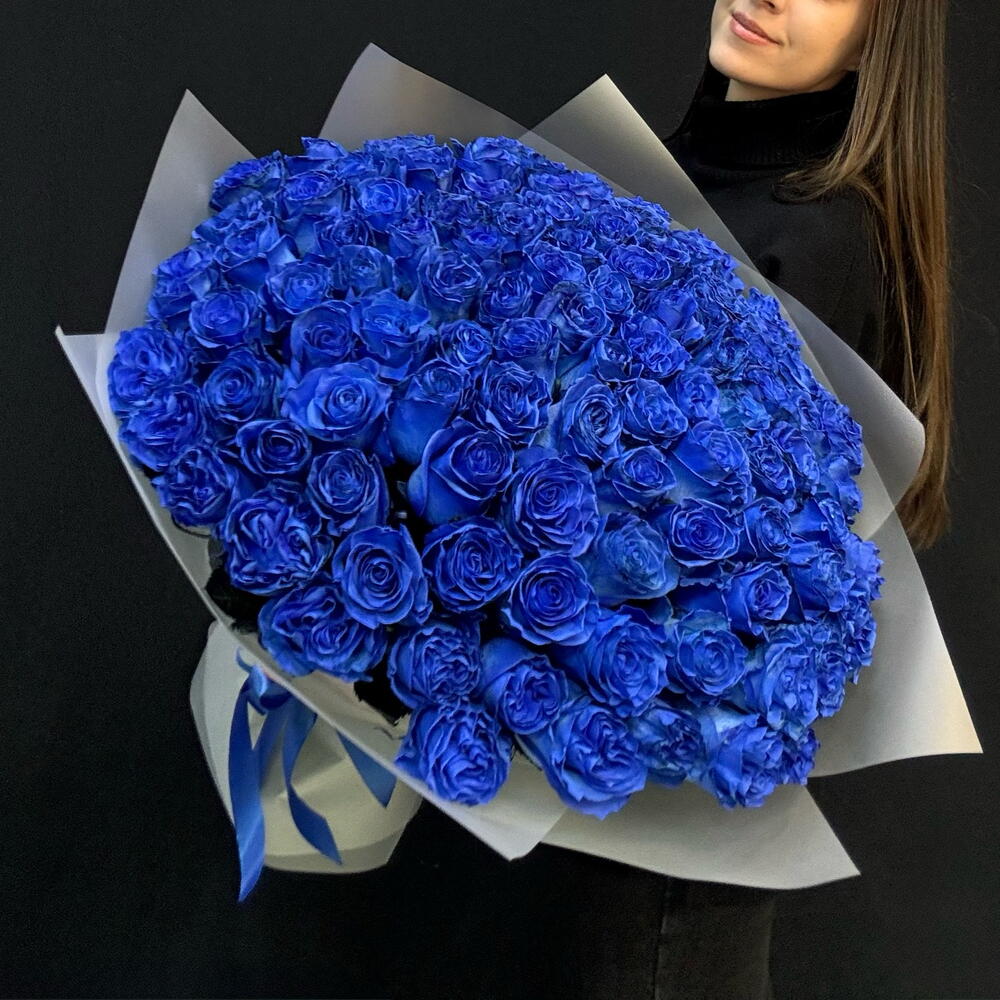 ВАУ букет 101 синяя роза 