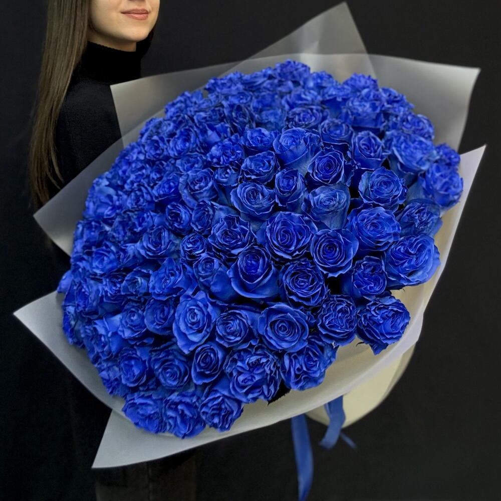 ВАУ букет 101 синяя роза 
