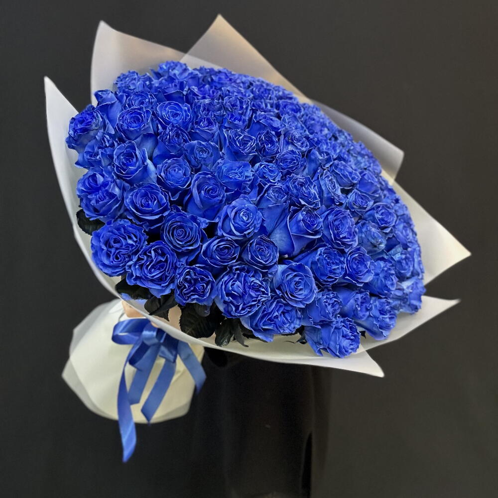 ВАУ букет 101 синяя роза 