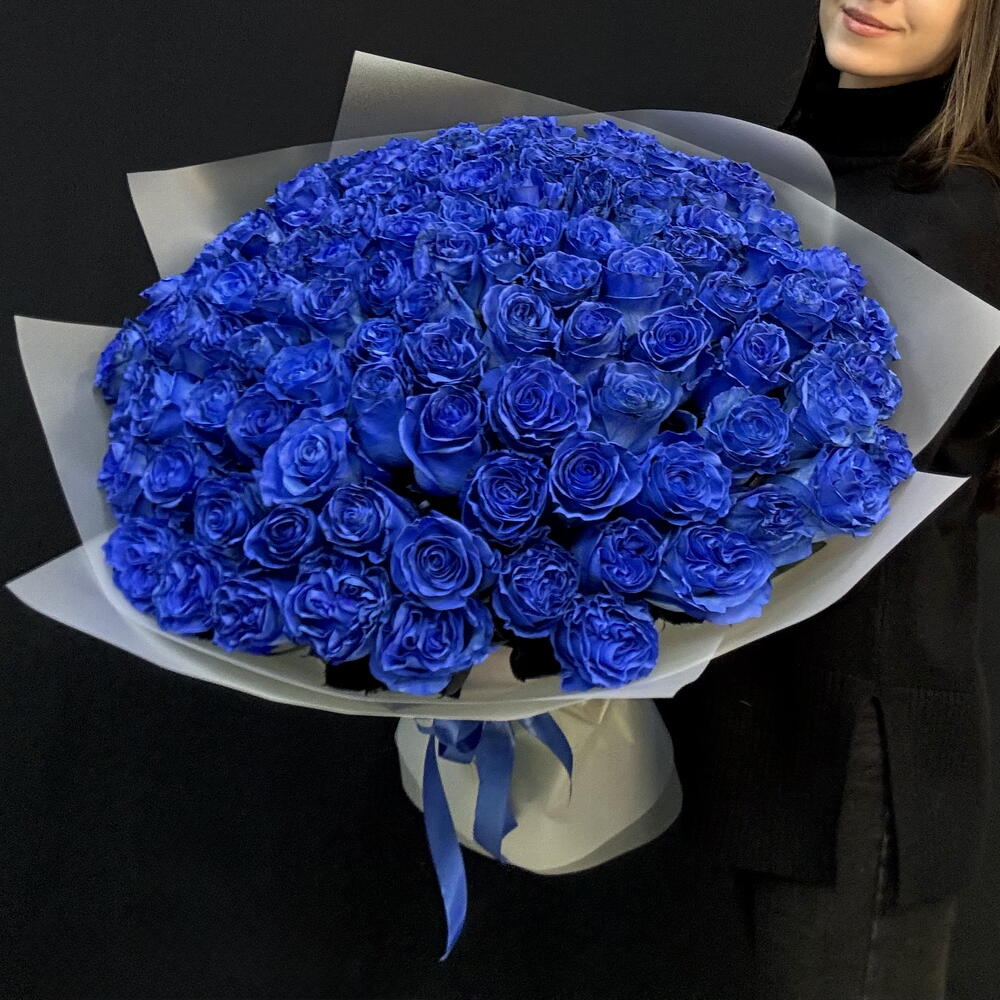 ВАУ букет 101 синяя роза 