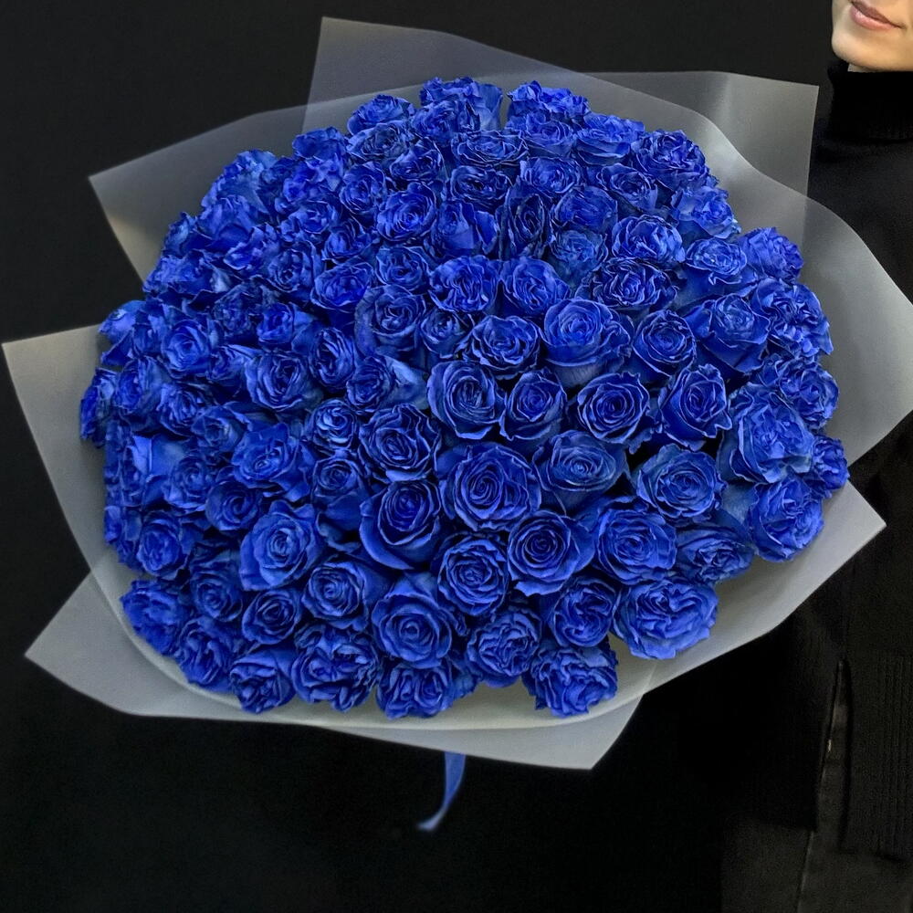ВАУ букет 101 синяя роза 