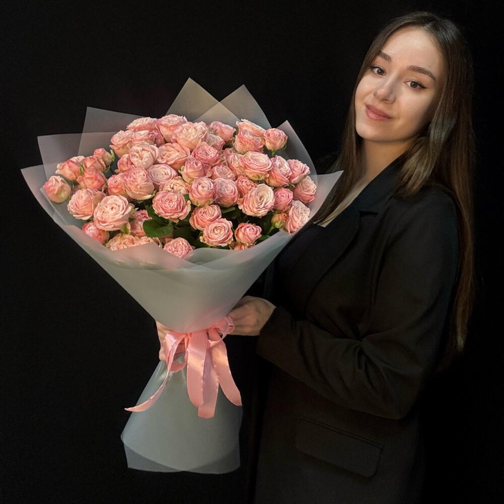 Букет кустовые пион розы Бомбастик S