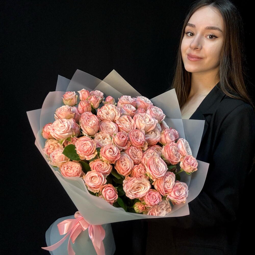 Букет кустовые пион розы Бомбастик S