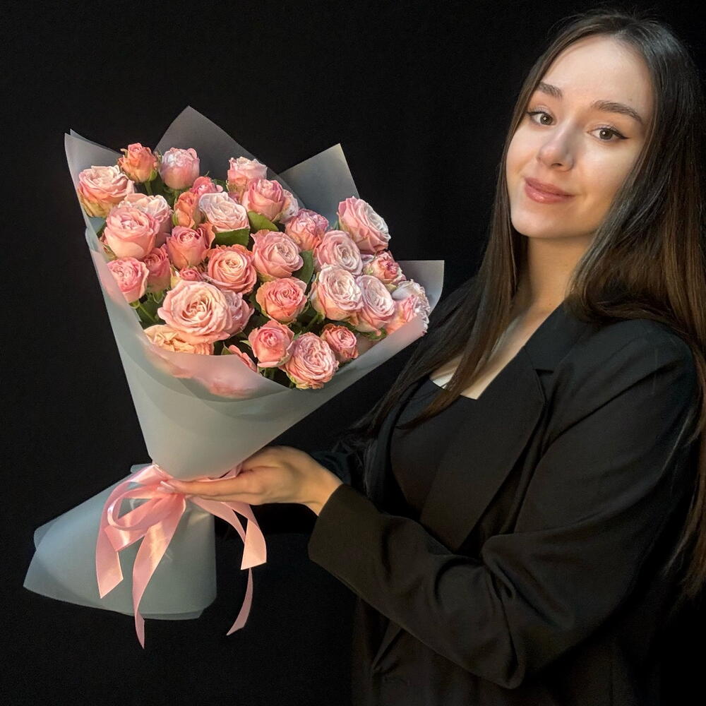 Букет кустовые пион розы Бомбастик XS