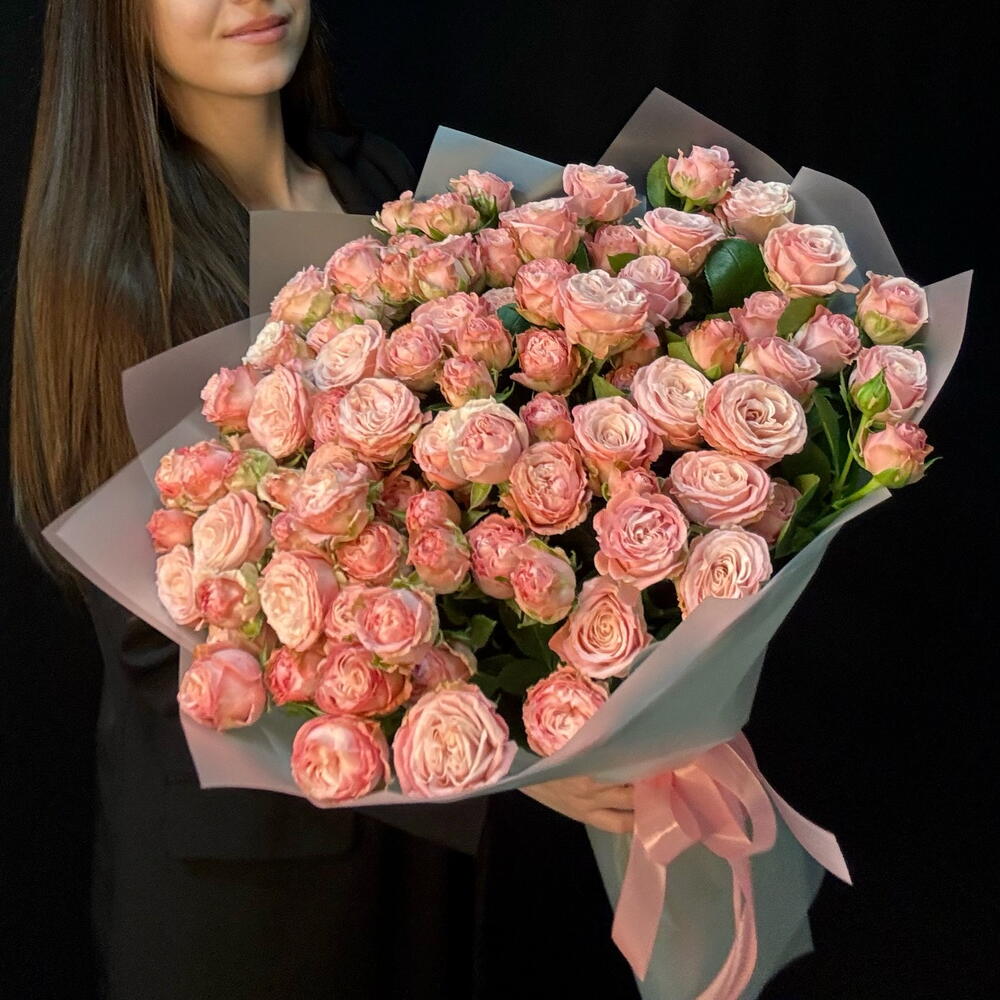 Букет кустовые пион розы Бомбастик M 