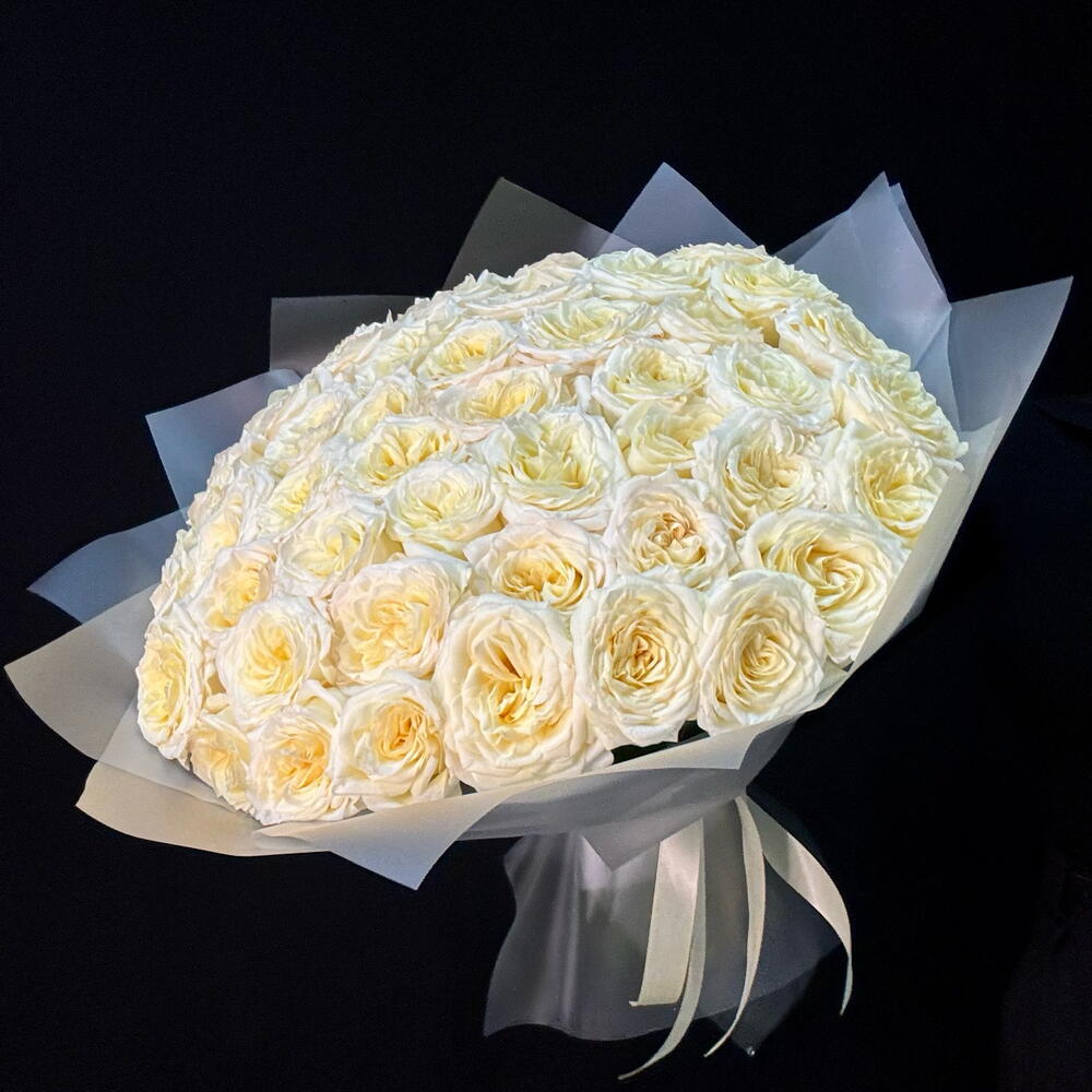 Пионовидные кремовые розы 51 шт (мб 305)