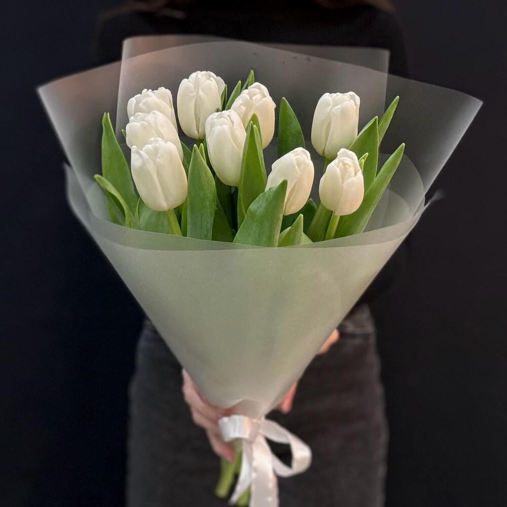 Белые тюльпаны 9 шт (мб 195)