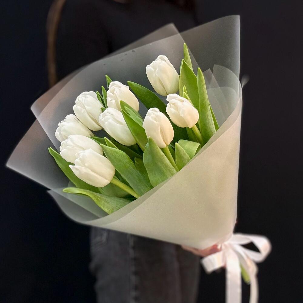 Белые тюльпаны 9 шт (мб 195)