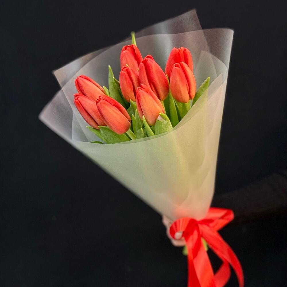 Букет красные тюльпаны 9 шт. (мб 168)