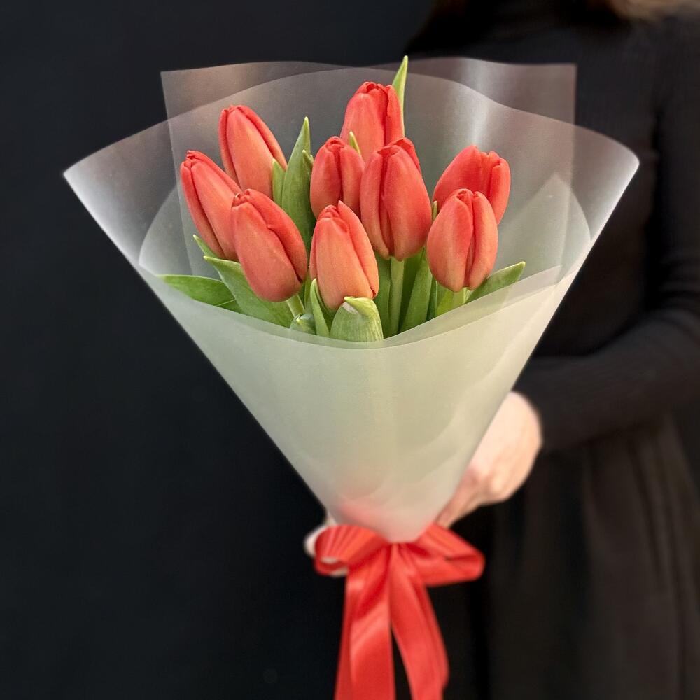 Букет красные тюльпаны 9 шт. (мб 168)