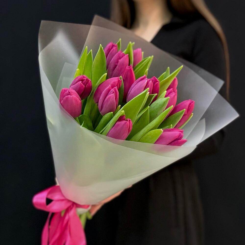 Розовые тюльпаны 15 шт (мб 210)
