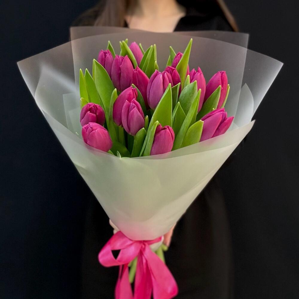 Розовые тюльпаны 15 шт (мб 210)