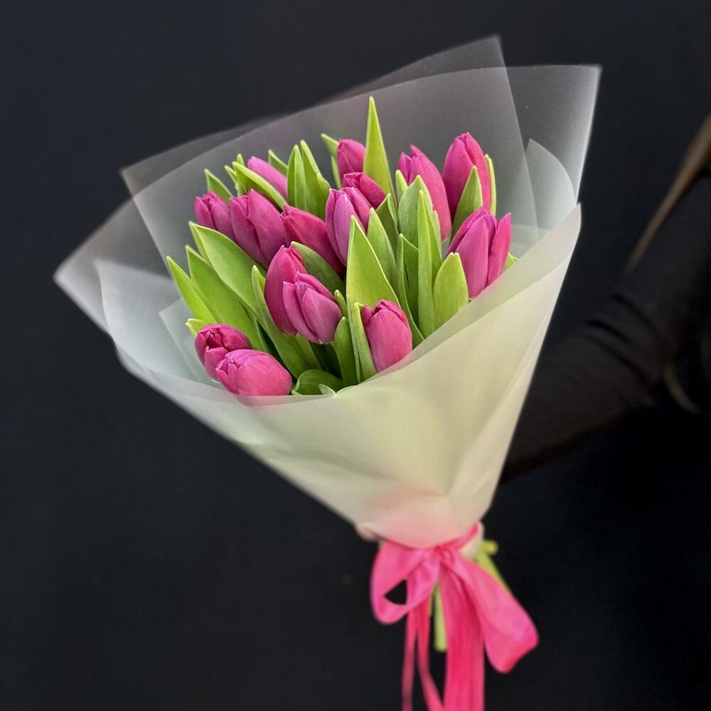 Розовые тюльпаны 15 шт (мб 210)