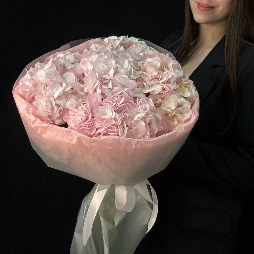 Букет розовых гортензий 5 шт 