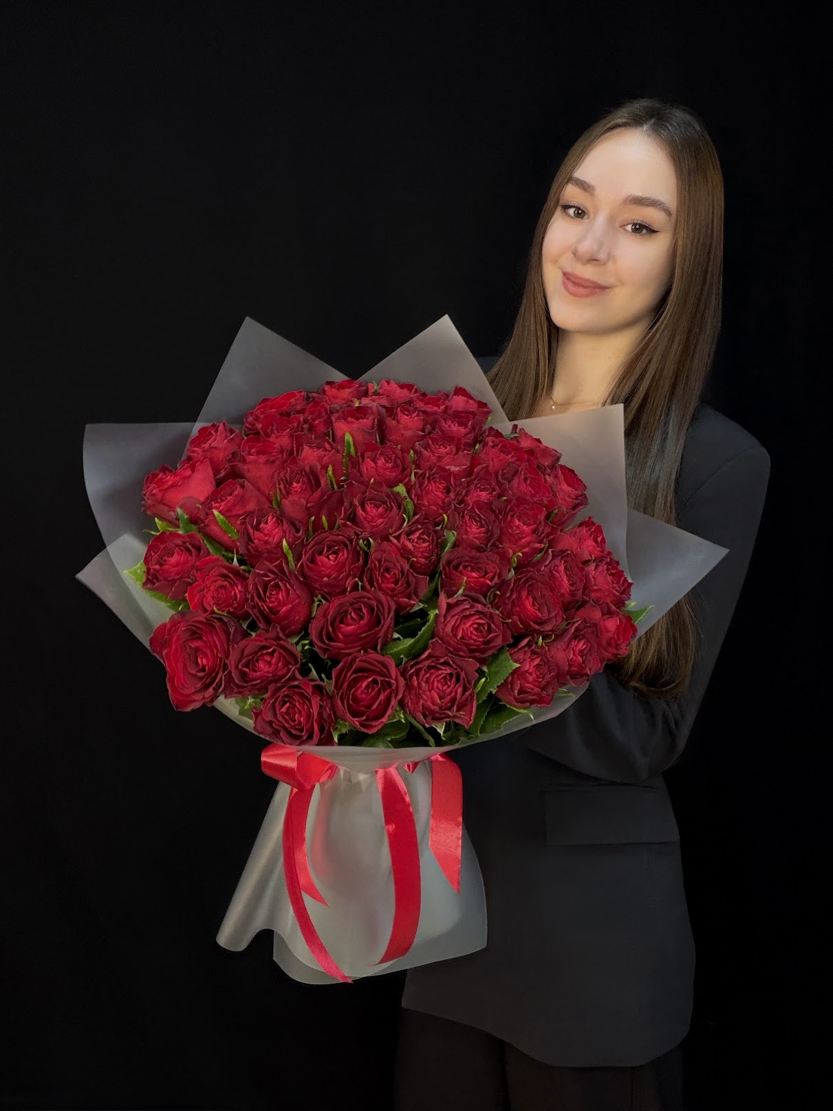 Букет из 51 красной розы Кения 40 см