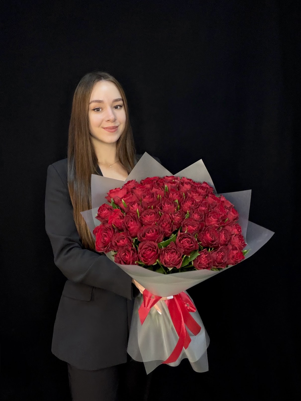Букет из 51 красной розы Кения 40 см