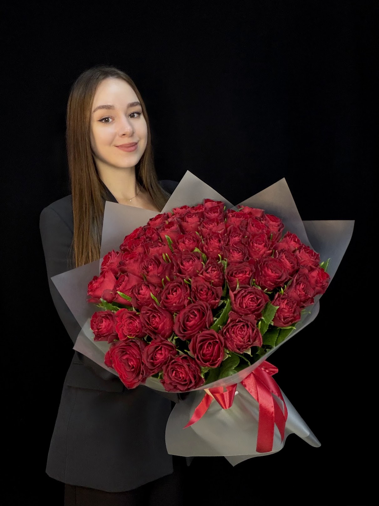 Букет из 51 красной розы Кения 40 см