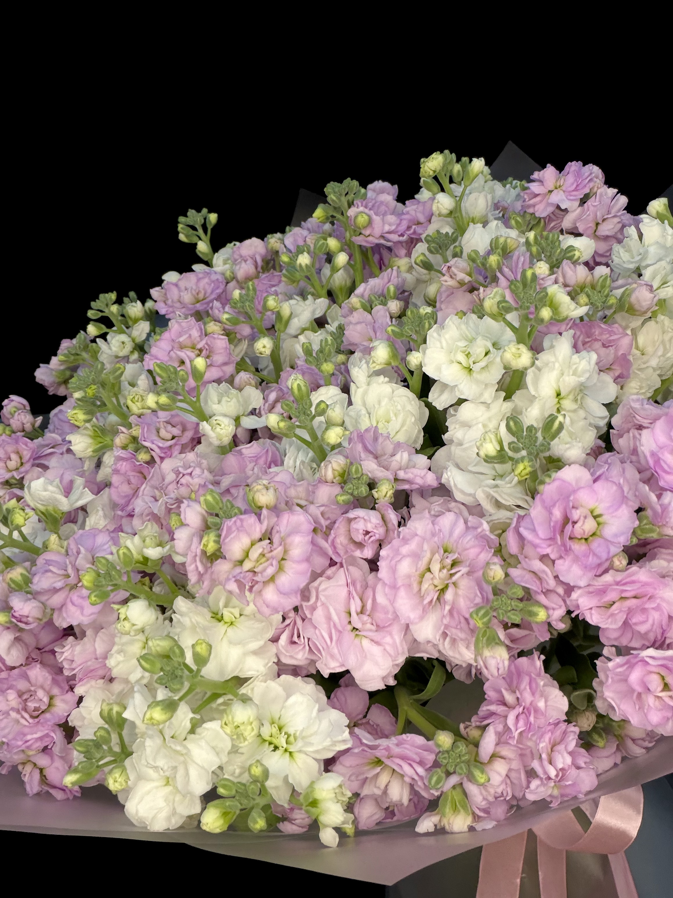 Букет из 25 бело-розовых маттиол