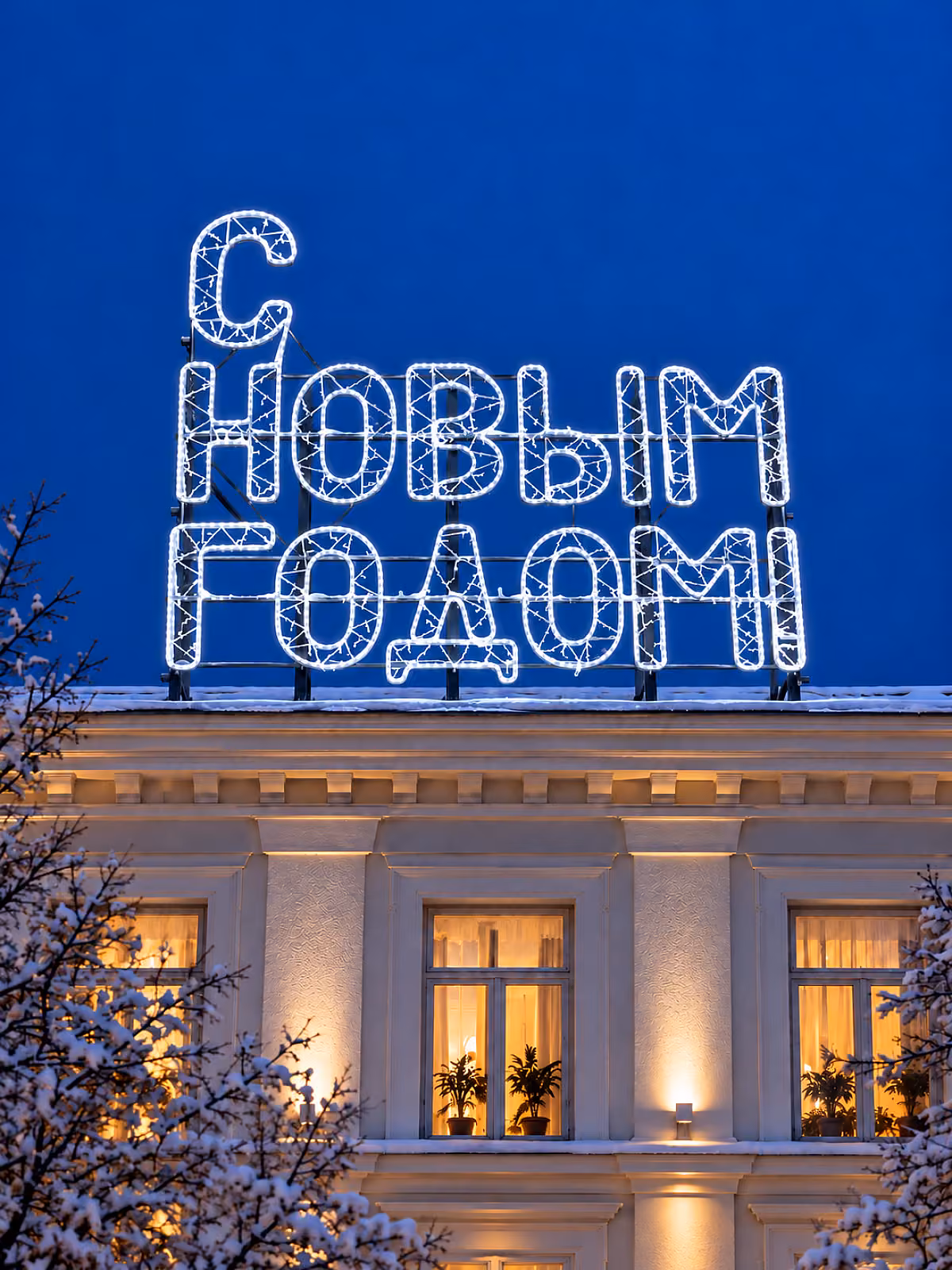 Световая надпись «С Новым годом!»