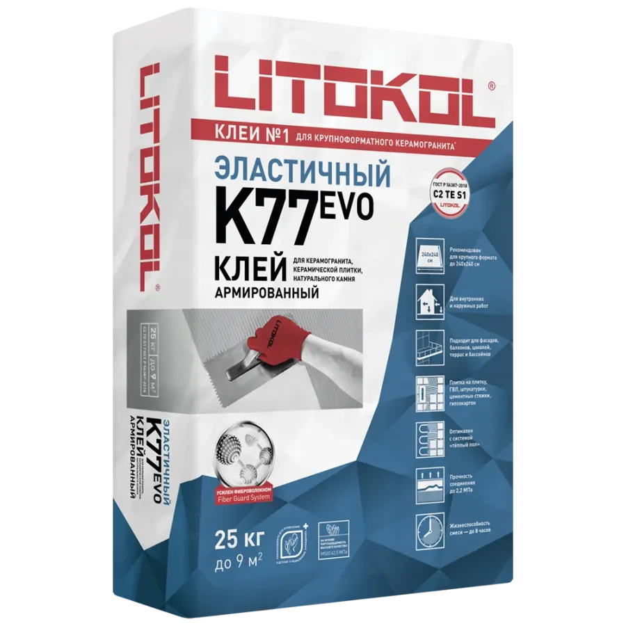 Litokol Клей фиброармированный эластичный тиксотропный для керамической плитки, керамогранита и камня K77