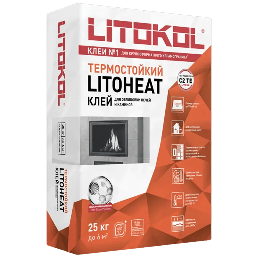 Litokol Клей термостойкий для керамогранита, керамической плитки, клинкера, натурального и искусственного камня LITOHEAT