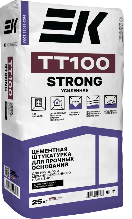 ЕК Штукатурка цементная для прочных оснований EK TT100 УСИЛЕННАЯ