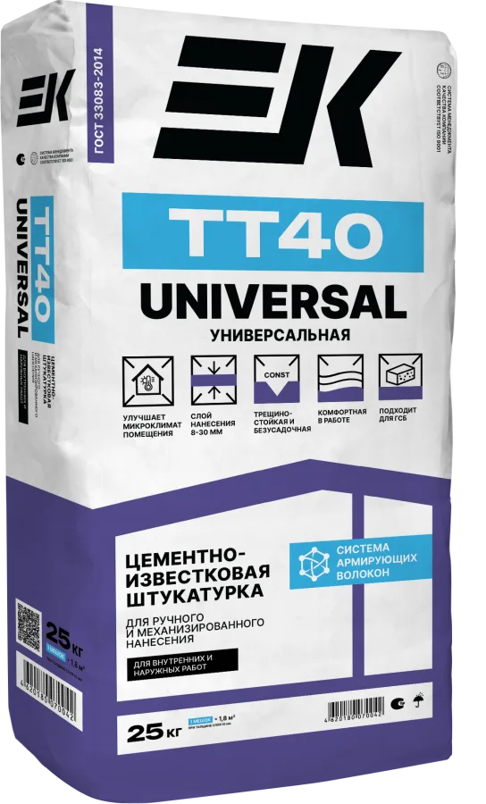 ЕК Цементно-известковая штукатурка EK TT40 УНИВЕРСАЛЬНАЯ