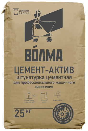 VOLMA Штукатурка цементная «ВОЛМА-Цемент-Актив», 25 кг