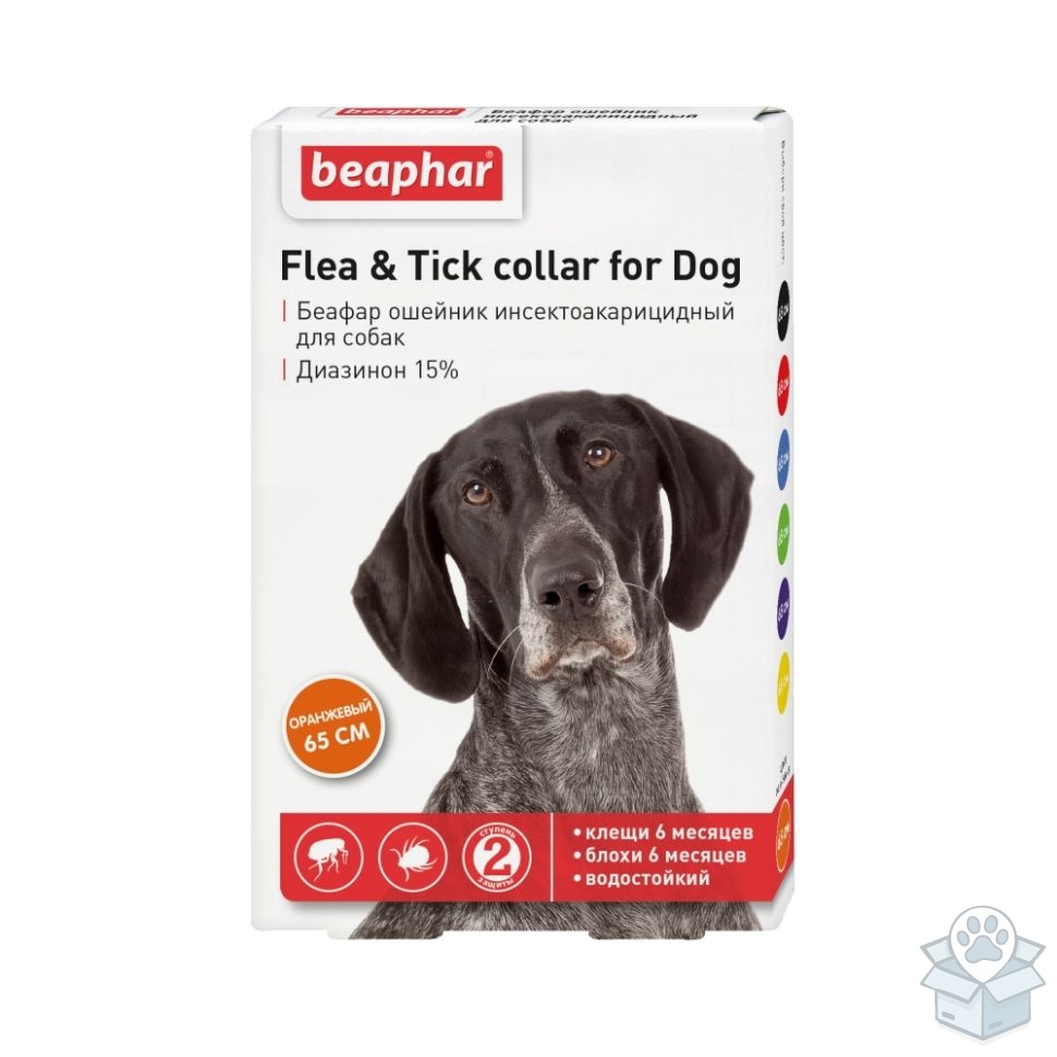 Beaphar: Flea & Tick collar for Dog ошейник от блох и клещей для собак, оранжевый, 65 см