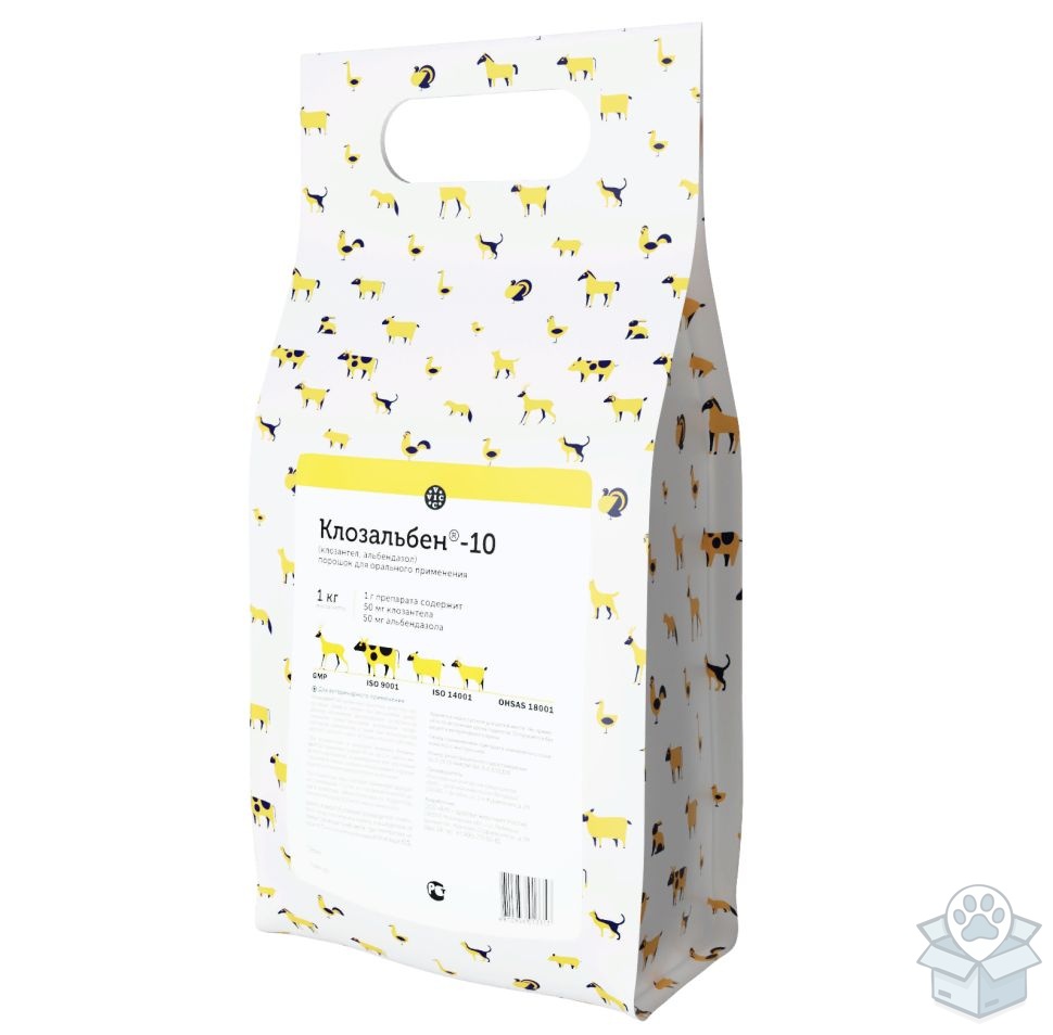 ВИК: Клозальбен - 10, порошок, орально для КРС, МРС, 1 кг