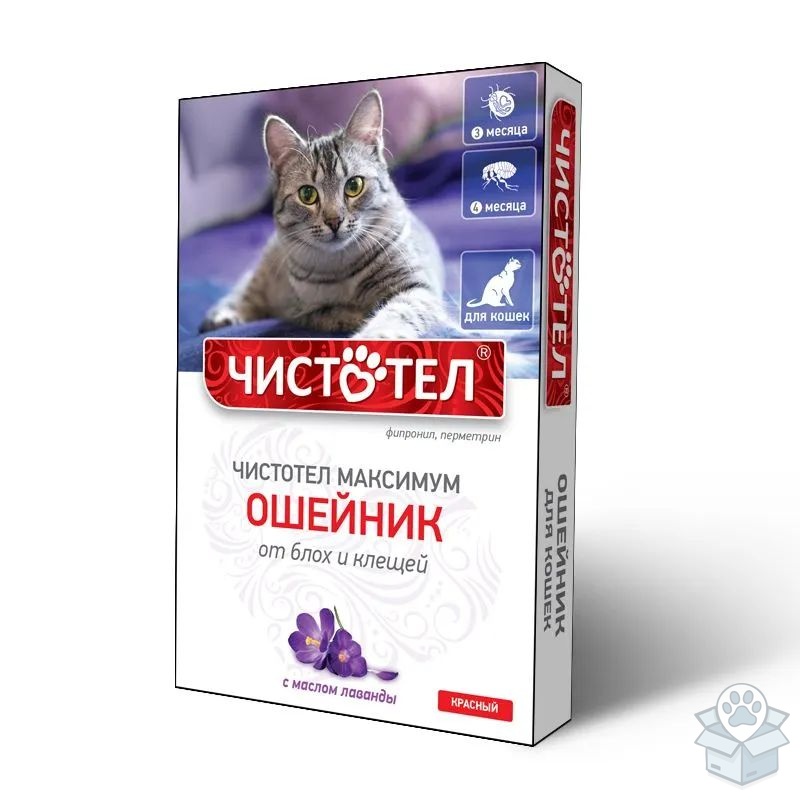 Чистотел-Максимум: ошейник от блох и клещей, для кошек, красный