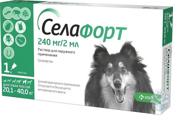 КРКА: Селафорт капли для собак 20-40 кг, 240 мг/2 мл