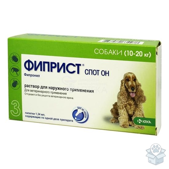КРКА: Фиприст Спот Он капли для собак 10-20 кг, 3 пип./уп