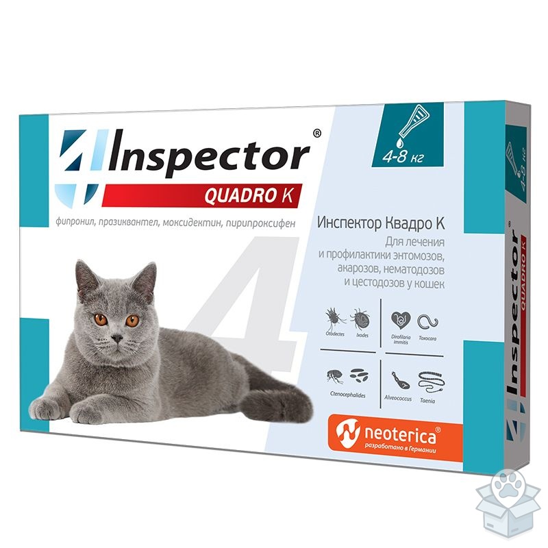 Экопром: Inspector Quadro K, капли для кошек 4-8 кг, комплексные, 1 пипетка