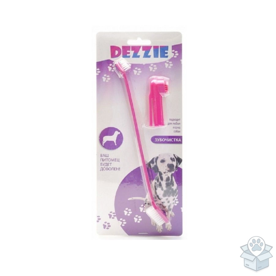 Dezzie: Набор зубных щеток, двойная и на палец, для кошек и собак