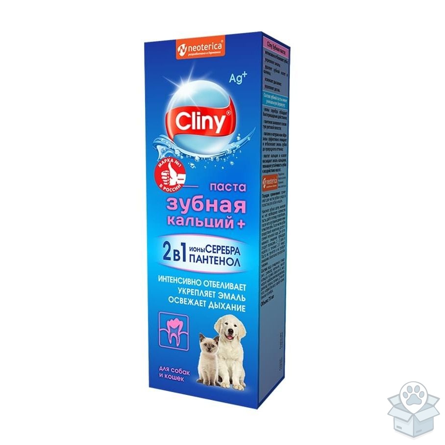 Cliny: Зубная паста, Кальций+, для кошек и собак, 75 мл
